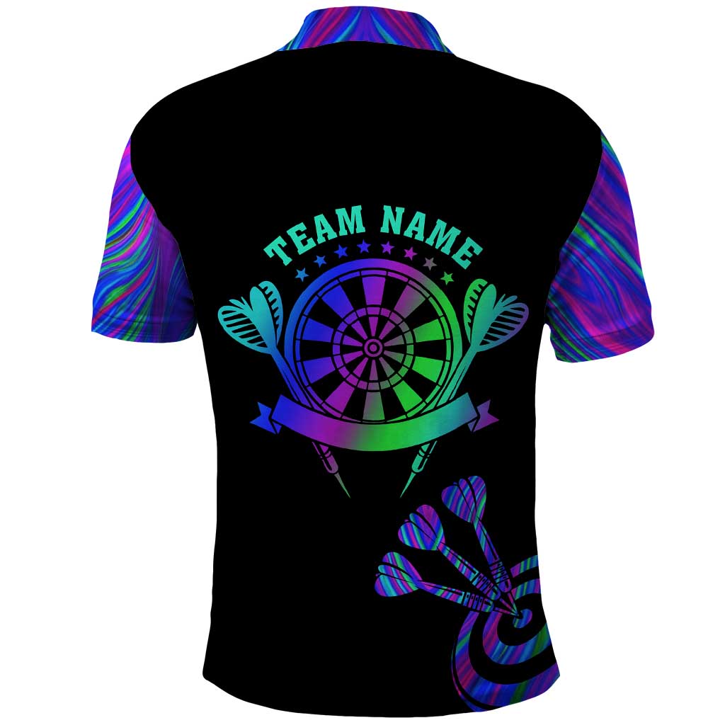 Neon Dartboard Darts Polo Shirt with Colorful Target and Psychedelic Swirl Pattern TS04