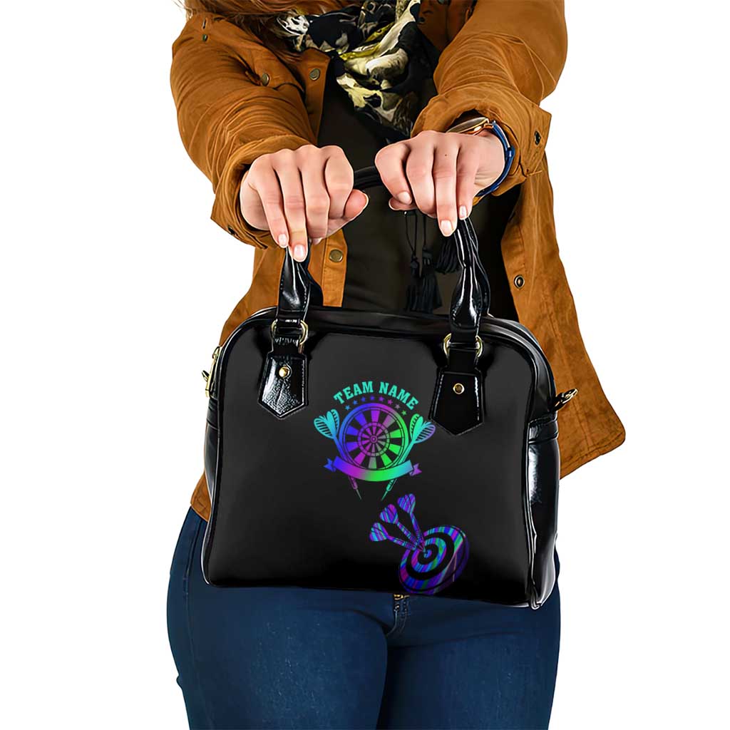 Neon Dartboard Darts Shoulder Handbag with Colorful Target and Psychedelic Swirl Pattern TS04