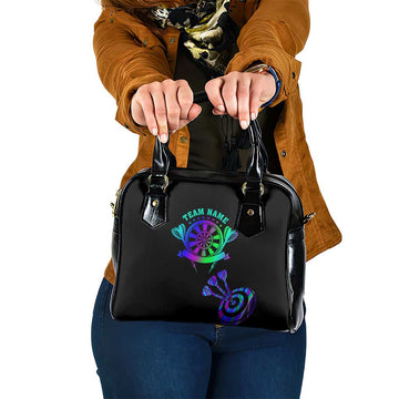 Neon Dartboard Darts Shoulder Handbag with Colorful Target and Psychedelic Swirl Pattern TS04