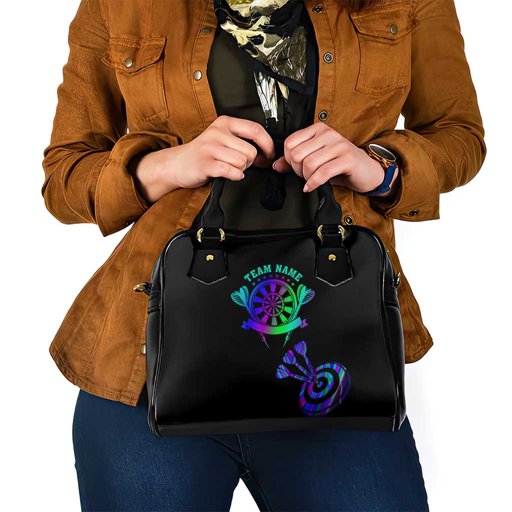 Neon Dartboard Darts Shoulder Handbag with Colorful Target and Psychedelic Swirl Pattern TS04