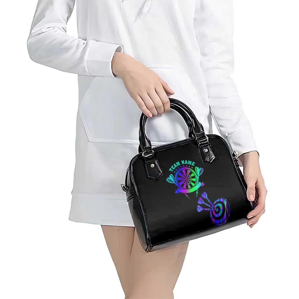 Neon Dartboard Darts Shoulder Handbag with Colorful Target and Psychedelic Swirl Pattern TS04