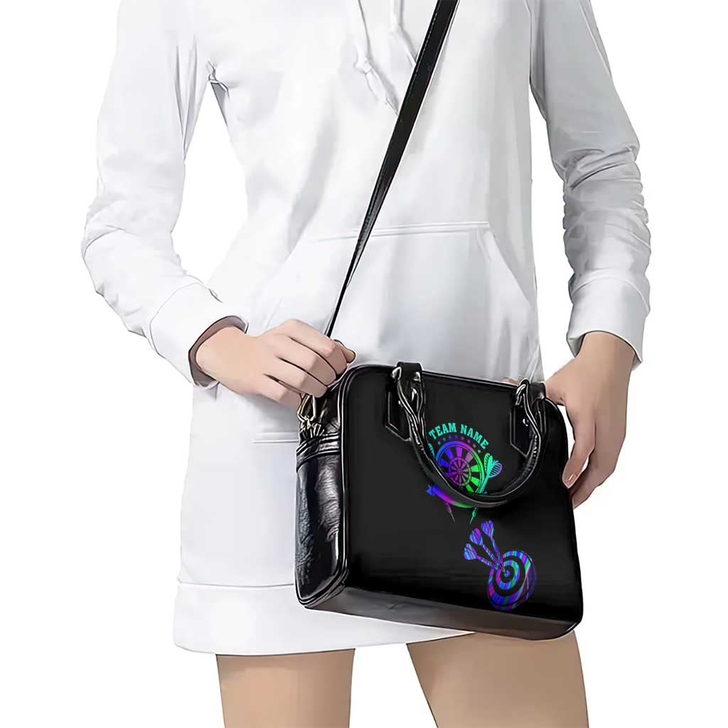 Neon Dartboard Darts Shoulder Handbag with Colorful Target and Psychedelic Swirl Pattern TS04