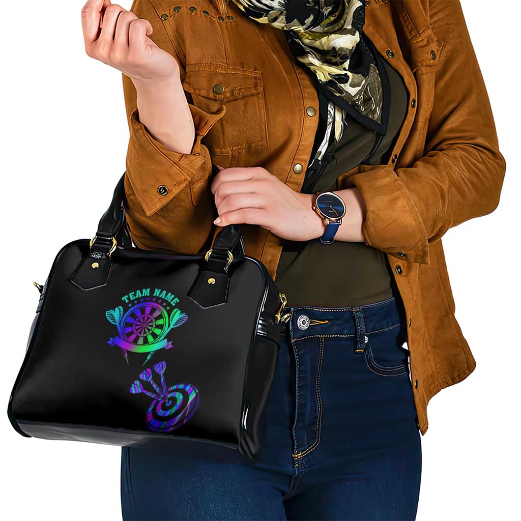 Neon Dartboard Darts Shoulder Handbag with Colorful Target and Psychedelic Swirl Pattern TS04