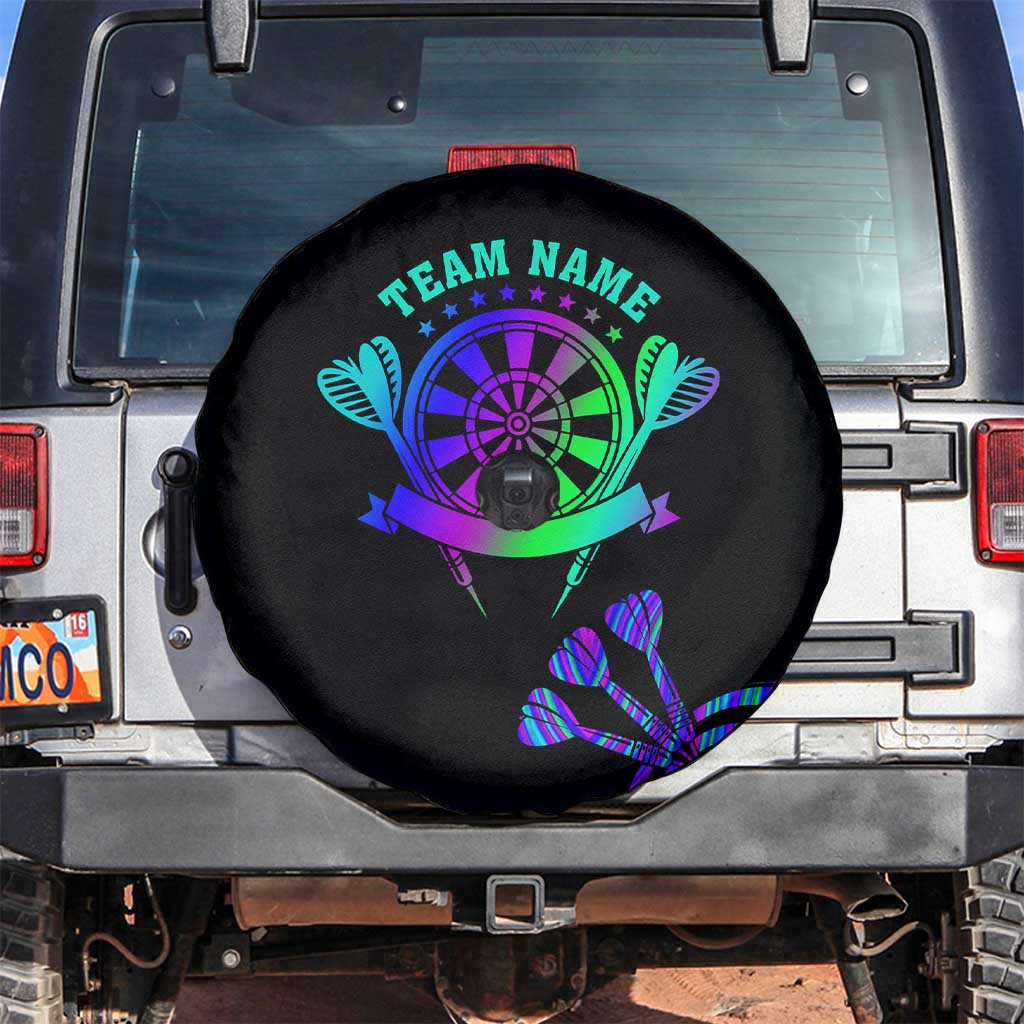 Neon Dartboard Darts Spare Tire Cover with Colorful Target and Psychedelic Swirl Pattern TS04