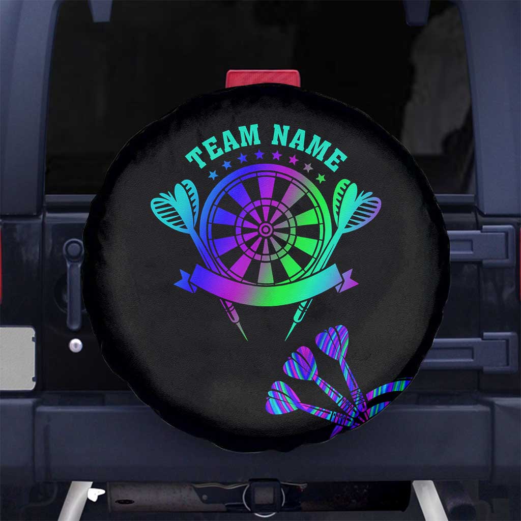 Neon Dartboard Darts Spare Tire Cover with Colorful Target and Psychedelic Swirl Pattern TS04