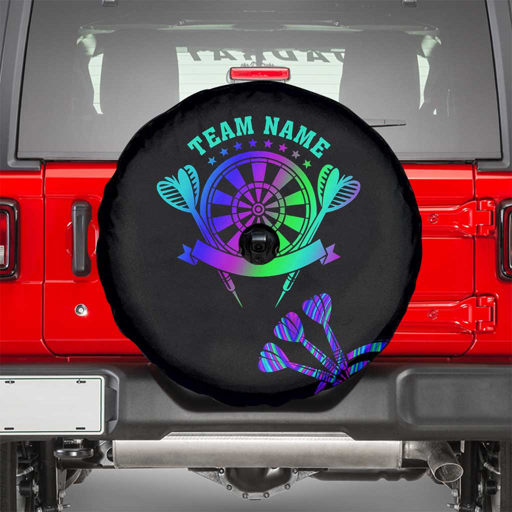 Neon Dartboard Darts Spare Tire Cover with Colorful Target and Psychedelic Swirl Pattern TS04