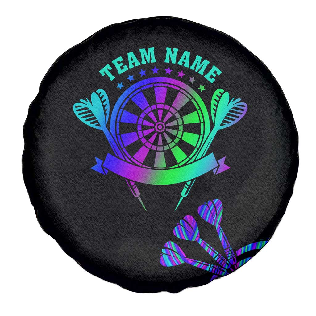 Neon Dartboard Darts Spare Tire Cover with Colorful Target and Psychedelic Swirl Pattern TS04