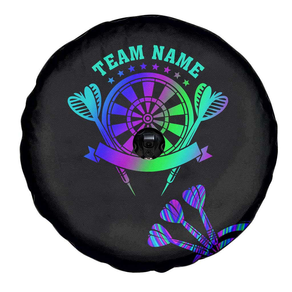 Neon Dartboard Darts Spare Tire Cover with Colorful Target and Psychedelic Swirl Pattern TS04