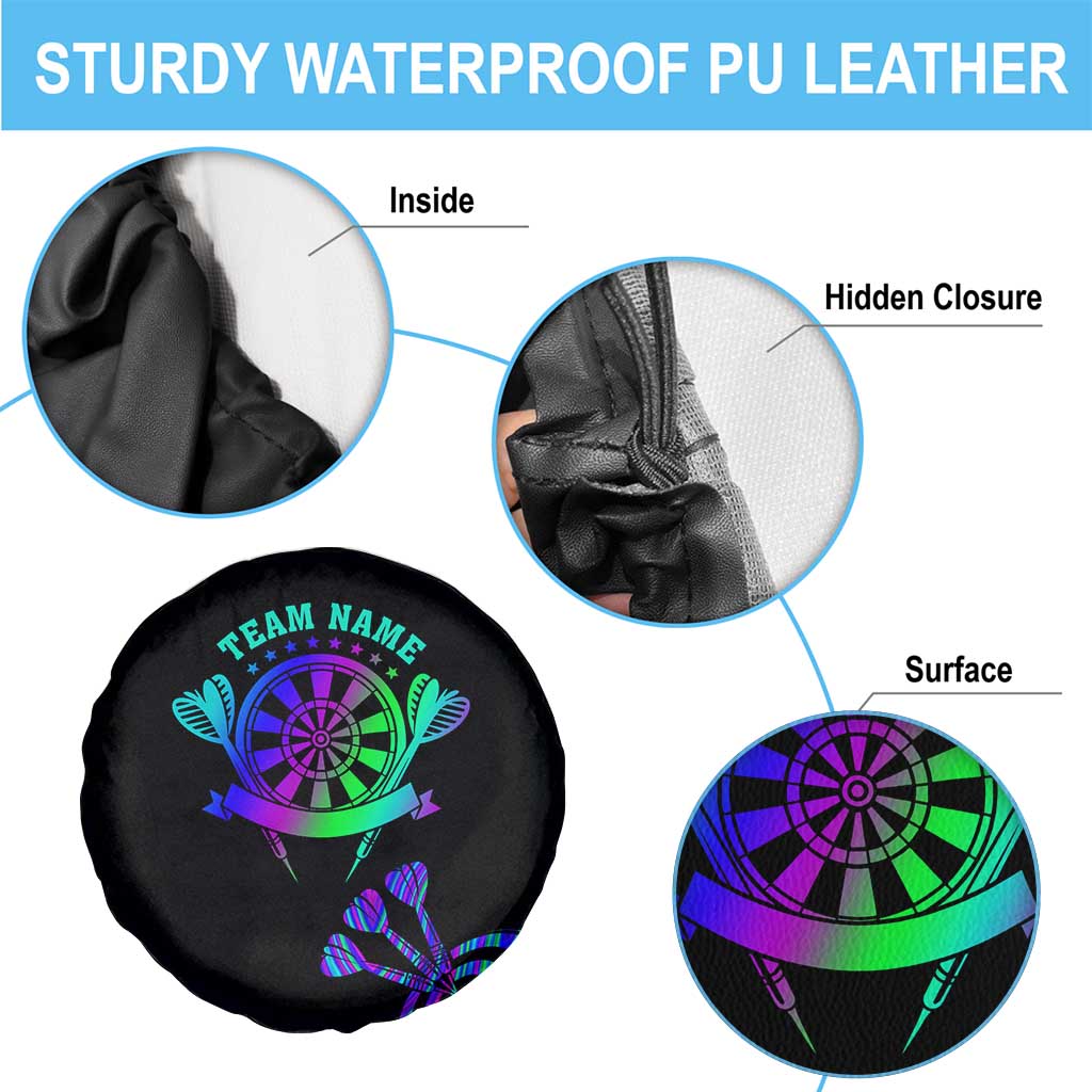 Neon Dartboard Darts Spare Tire Cover with Colorful Target and Psychedelic Swirl Pattern TS04