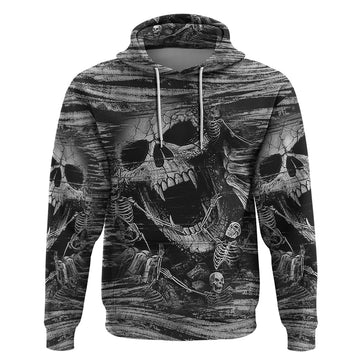 Black and White Metallica Skull Hoodie TS04