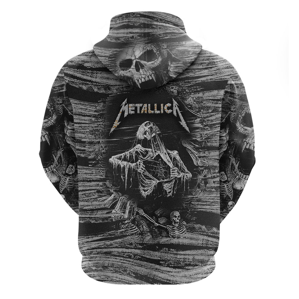 Black and White Metallica Skull Hoodie TS04