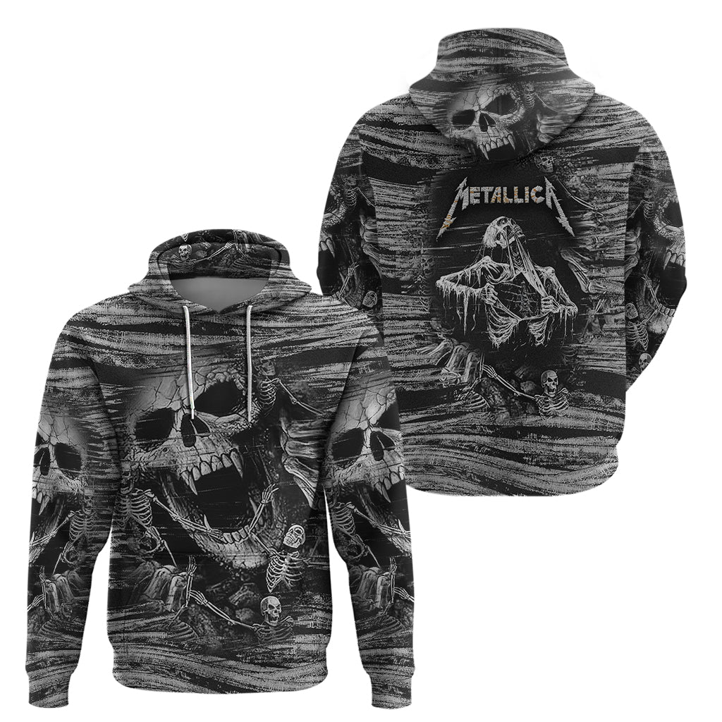 Black and White Metallica Skull Hoodie TS04