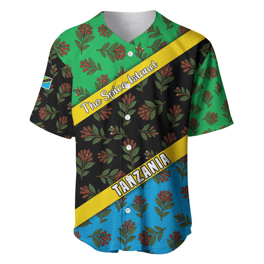 Tanzania Spice Island Baseball Jersey with Clove Leaf Pattern and National Flag Colors TS04
