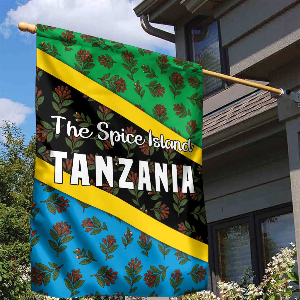 Tanzania Spice Island Garden Flag with Clove Leaf Pattern and National Flag Colors TS04