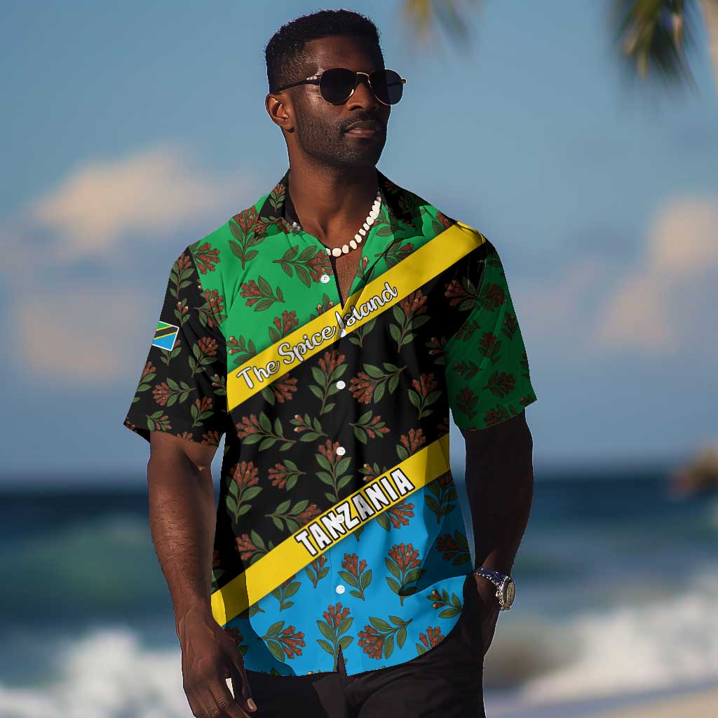 Tanzania Spice Island Hawaiian Shirt with Clove Leaf Pattern and National Flag Colors TS04