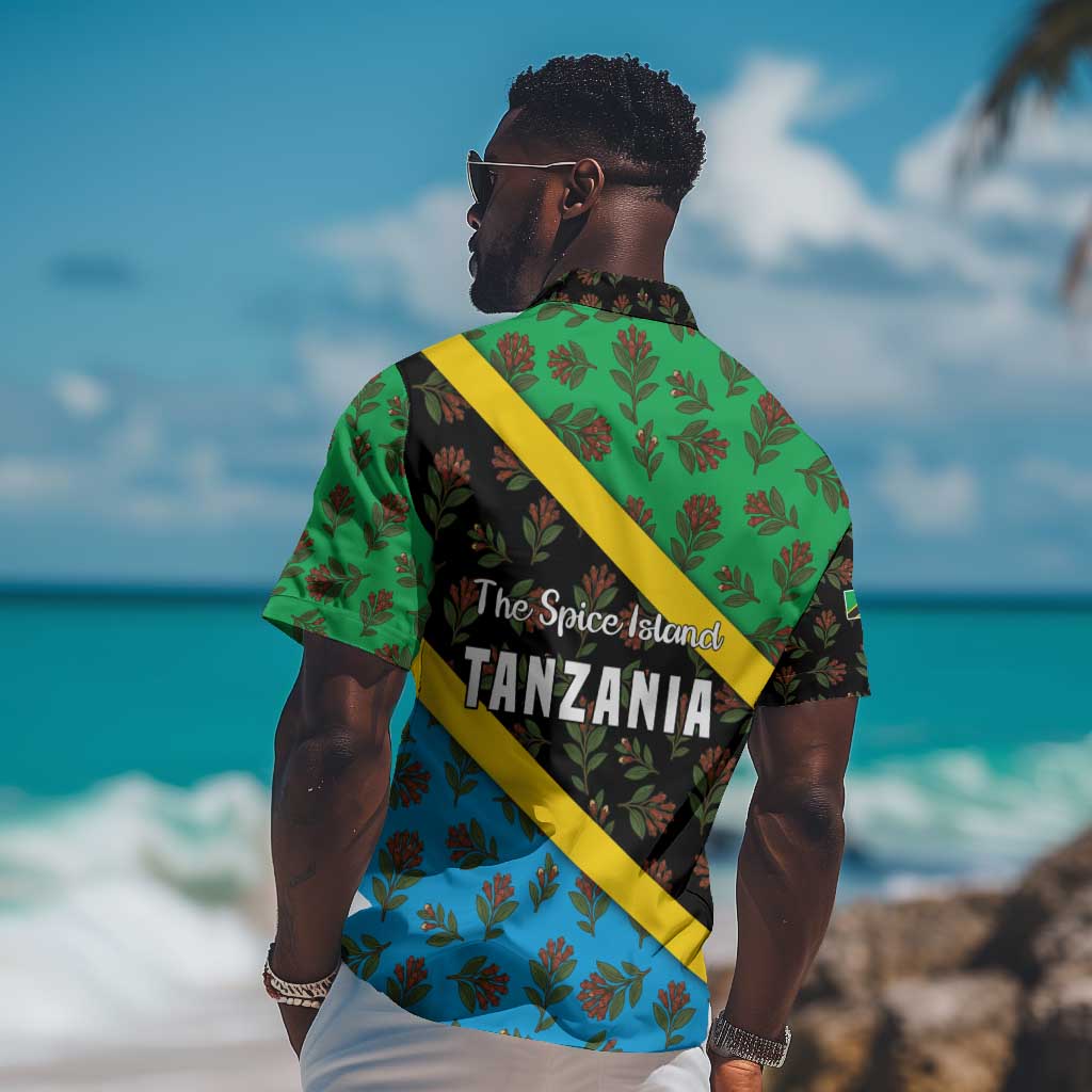 Tanzania Spice Island Hawaiian Shirt with Clove Leaf Pattern and National Flag Colors TS04