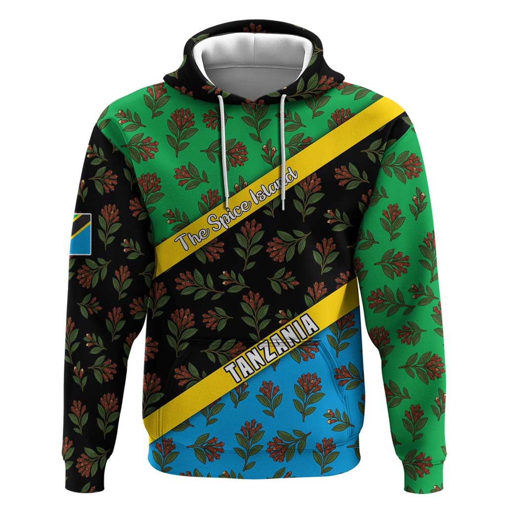 Tanzania Spice Island Hoodie with Clove Leaf Pattern and National Flag Colors TS04