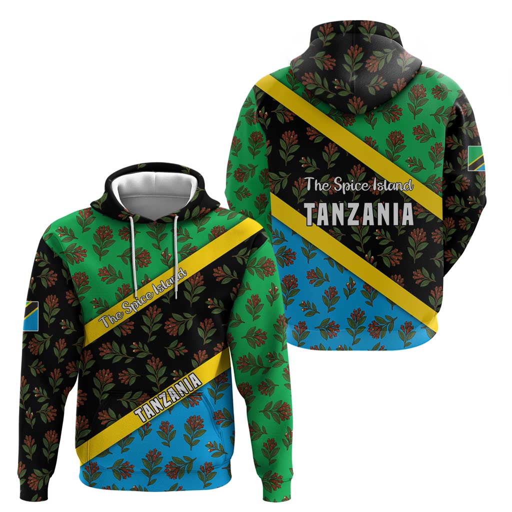 Tanzania Spice Island Hoodie with Clove Leaf Pattern and National Flag Colors TS04