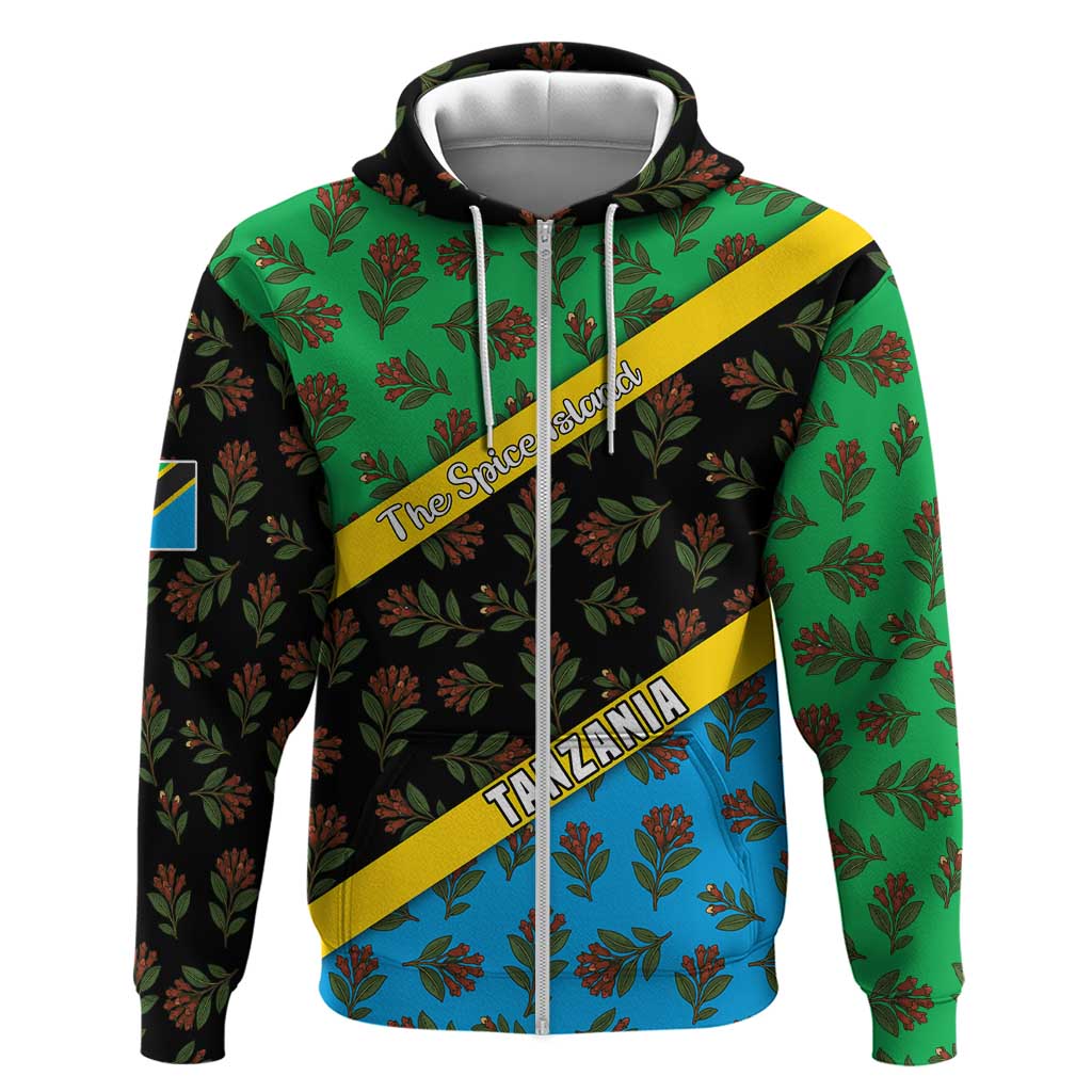 Tanzania Spice Island Hoodie with Clove Leaf Pattern and National Flag Colors TS04
