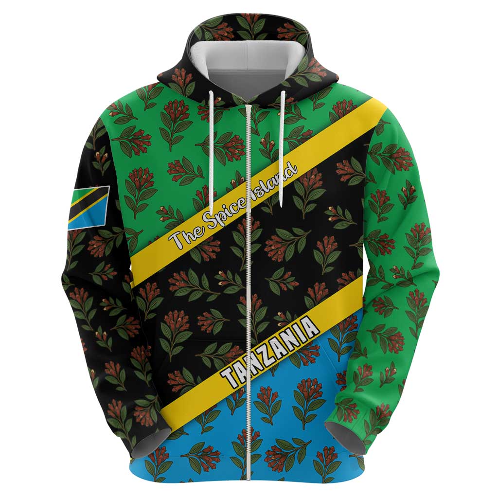 Tanzania Spice Island Hoodie with Clove Leaf Pattern and National Flag Colors TS04