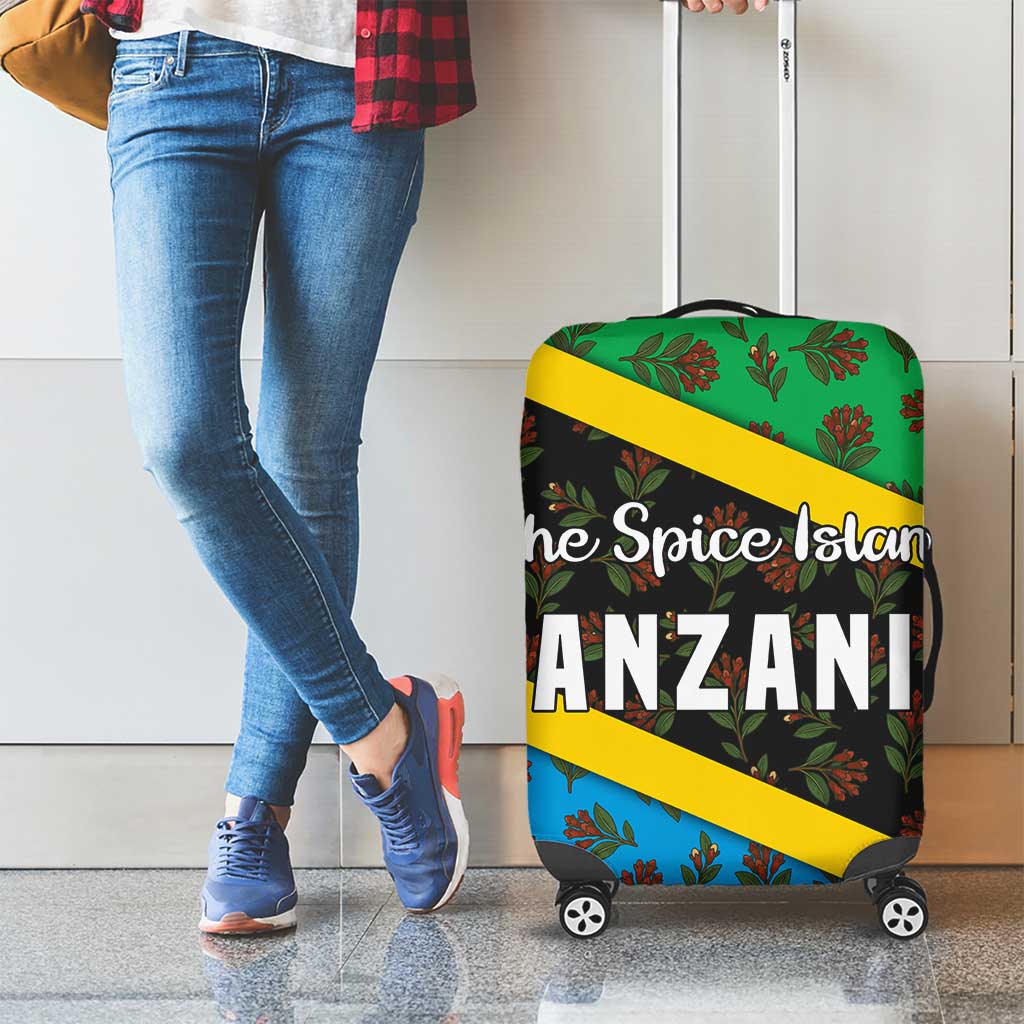Tanzania Spice Island Luggage Cover with Clove Leaf Pattern and National Flag Colors TS04