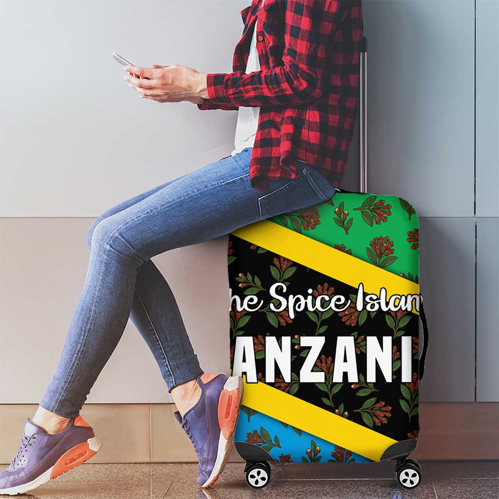 Tanzania Spice Island Luggage Cover with Clove Leaf Pattern and National Flag Colors TS04