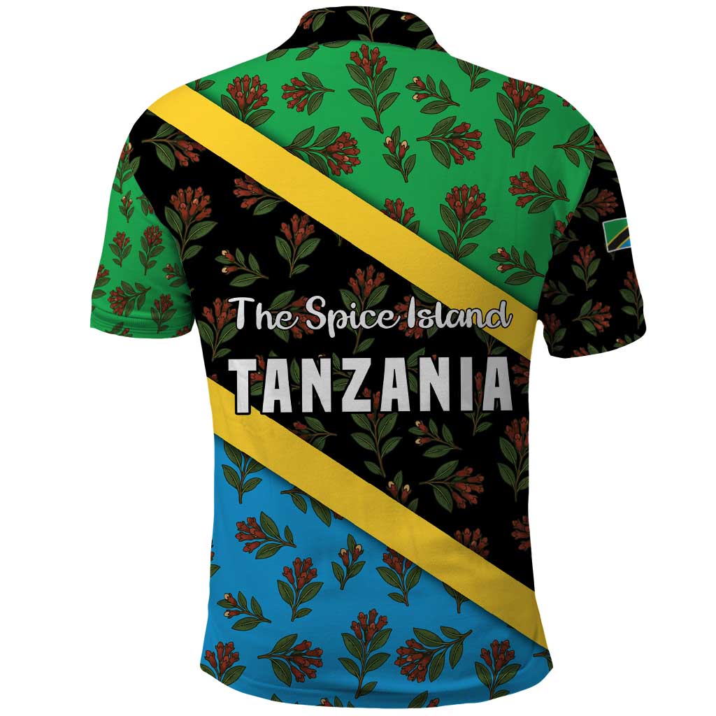 Tanzania Spice Island Polo Shirt with Clove Leaf Pattern and National Flag Colors TS04
