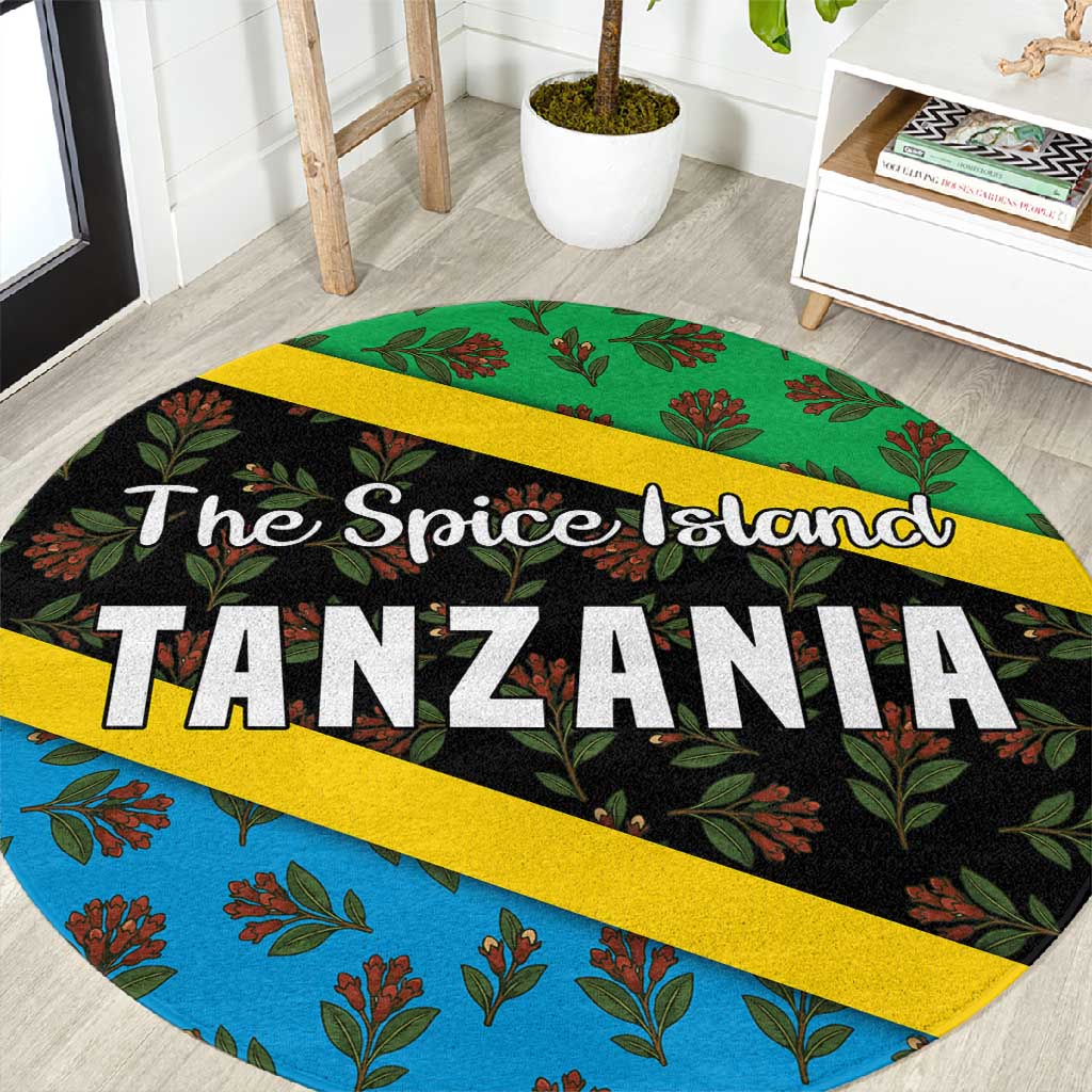 Tanzania Spice Island Round Carpet with Clove Leaf Pattern and National Flag Colors TS04