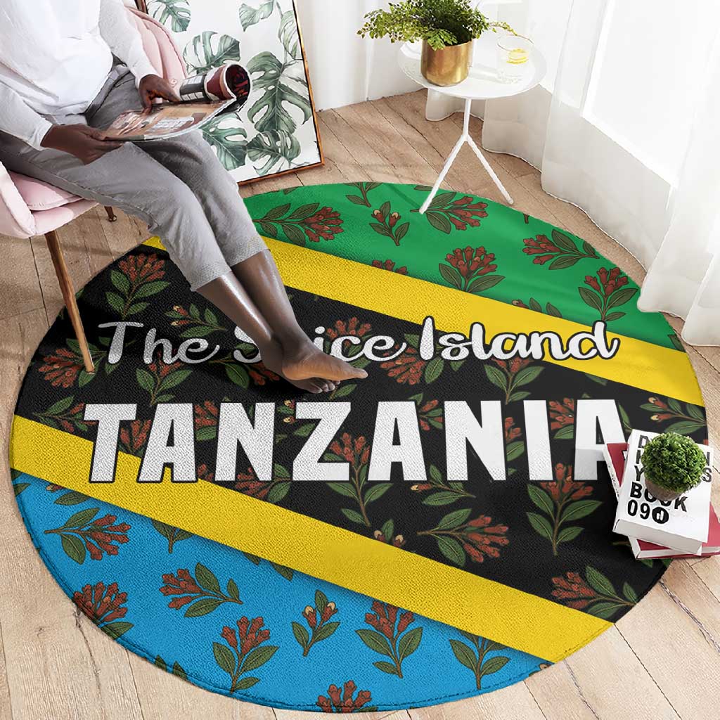 Tanzania Spice Island Round Carpet with Clove Leaf Pattern and National Flag Colors TS04
