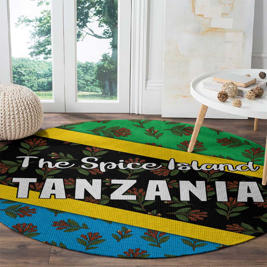 Tanzania Spice Island Round Carpet with Clove Leaf Pattern and National Flag Colors TS04