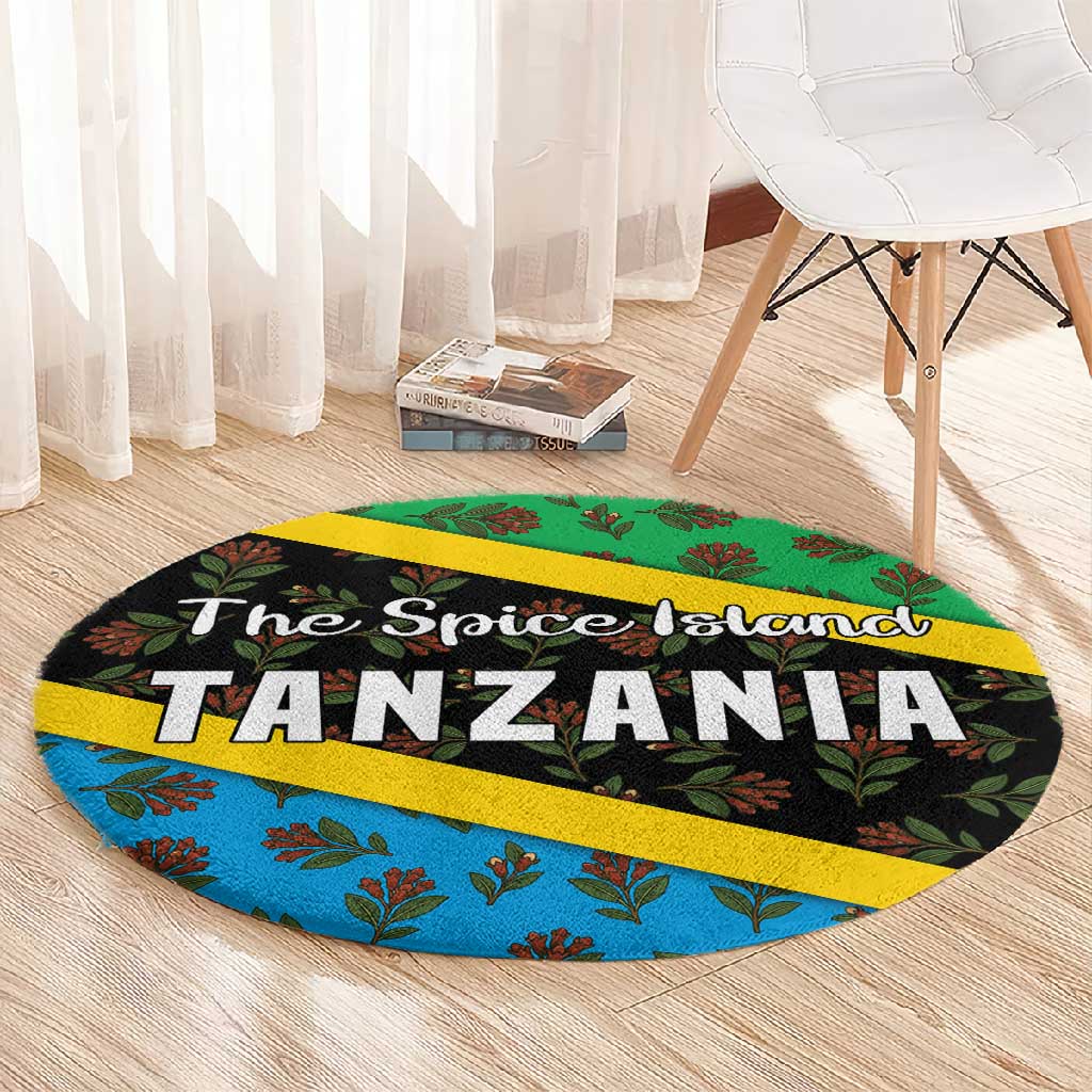 Tanzania Spice Island Round Carpet with Clove Leaf Pattern and National Flag Colors TS04