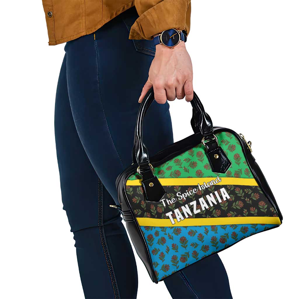 Tanzania Spice Island Shoulder Handbag with Clove Leaf Pattern and National Flag Colors TS04