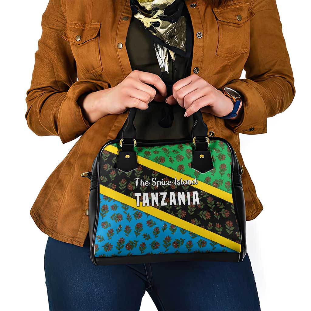 Tanzania Spice Island Shoulder Handbag with Clove Leaf Pattern and National Flag Colors TS04