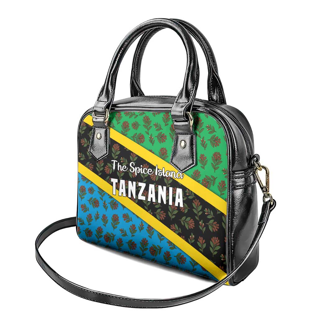 Tanzania Spice Island Shoulder Handbag with Clove Leaf Pattern and National Flag Colors TS04