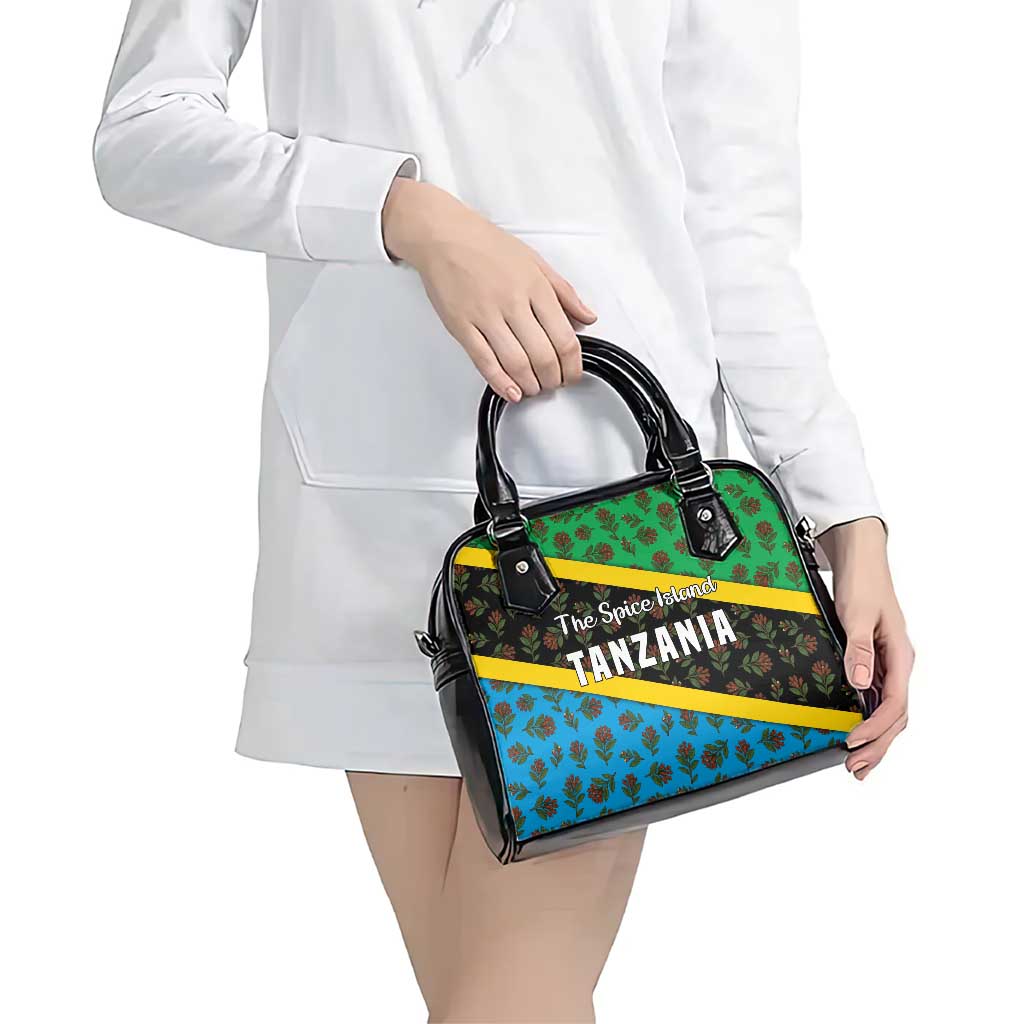 Tanzania Spice Island Shoulder Handbag with Clove Leaf Pattern and National Flag Colors TS04