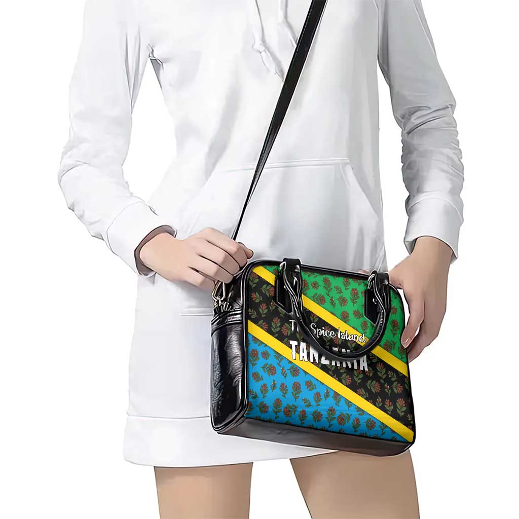 Tanzania Spice Island Shoulder Handbag with Clove Leaf Pattern and National Flag Colors TS04
