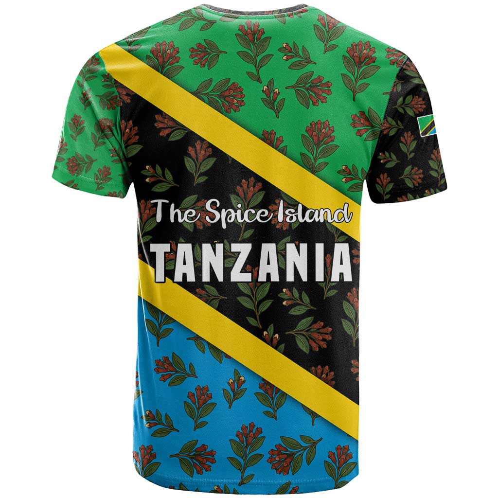 Tanzania Spice Island T shirt with Clove Leaf Pattern and National Flag Colors TS04