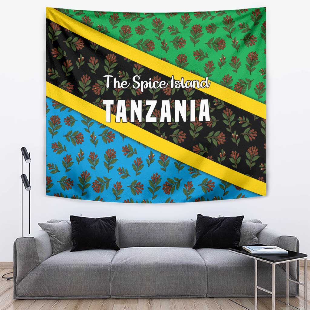 Tanzania Spice Island Tapestry with Clove Leaf Pattern and National Flag Colors TS04