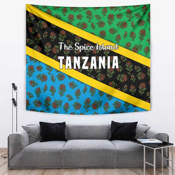 Tanzania Spice Island Tapestry with Clove Leaf Pattern and National Flag Colors TS04