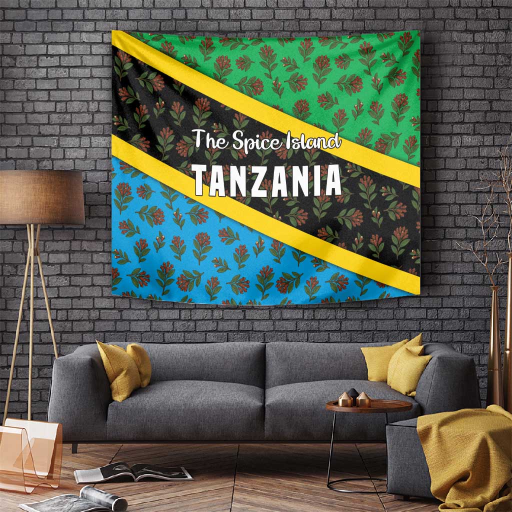 Tanzania Spice Island Tapestry with Clove Leaf Pattern and National Flag Colors TS04