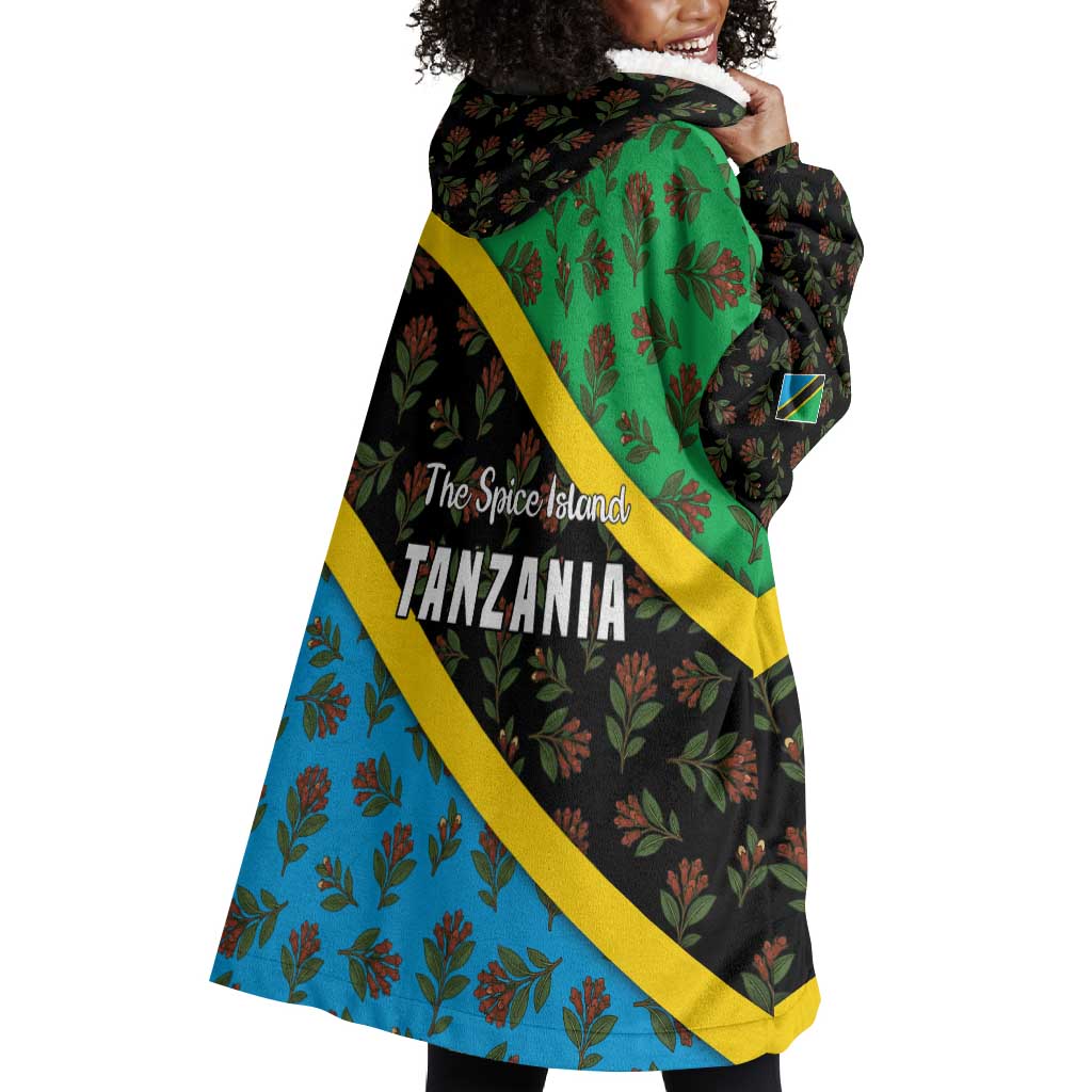 Tanzania Spice Island Wearable Blanket Hoodie with Clove Leaf Pattern and National Flag Colors TS04
