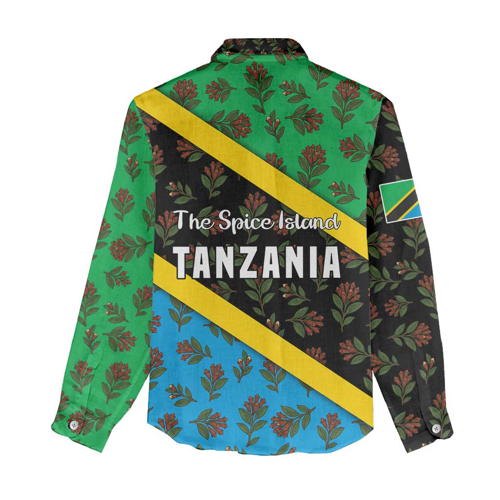 Tanzania Spice Island Women Casual Shirt with Clove Leaf Pattern and National Flag Colors TS04