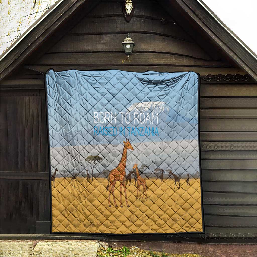 Tanzania Safari Giraffe Quilt - Tribal Patterns and Mount Kilimanjaro Scene TS04