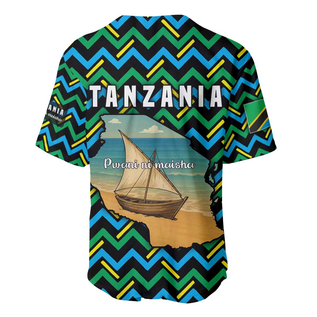 Tanzania Coastal Life Baseball Jersey - Swahili Dhow Boat and Tribal Pattern TS04