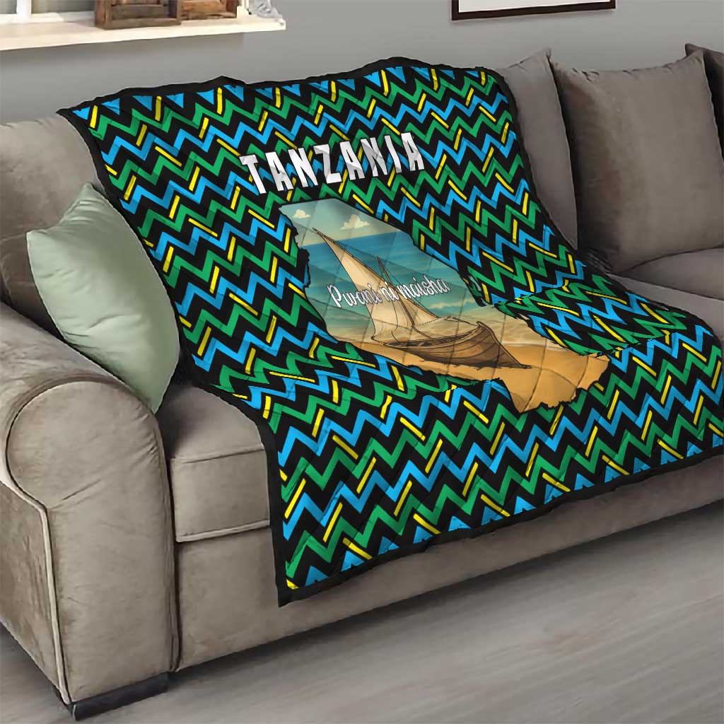Tanzania Coastal Life Quilt - Swahili Dhow Boat and Tribal Pattern TS04