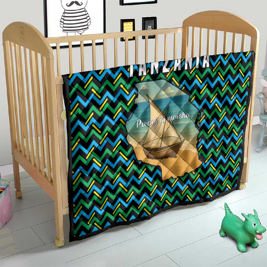 Tanzania Coastal Life Quilt - Swahili Dhow Boat and Tribal Pattern TS04