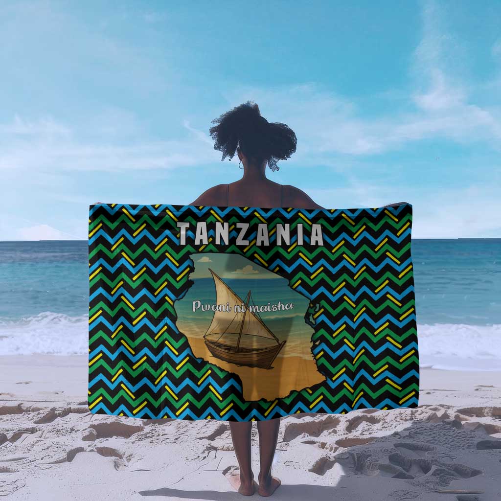 Tanzania Coastal Life Sarong - Swahili Dhow Boat and Tribal Pattern TS04
