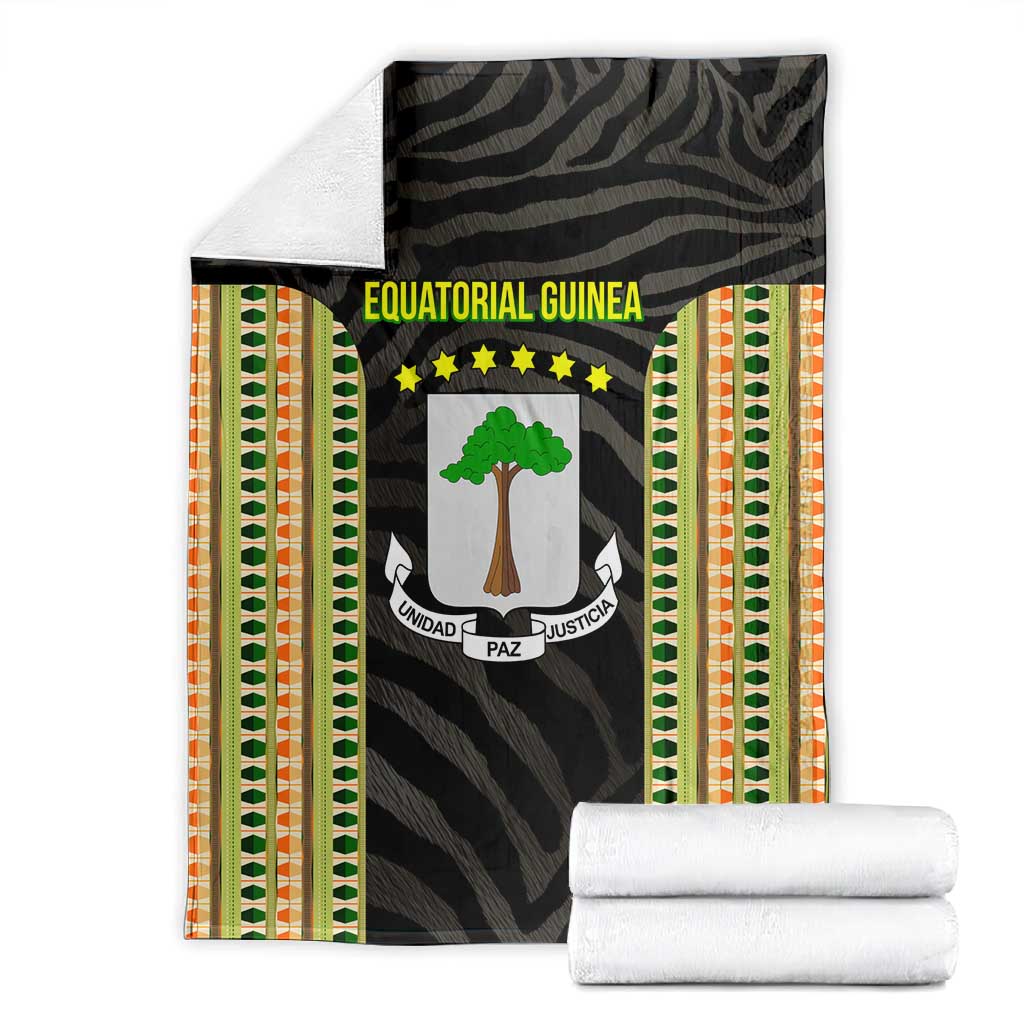 Equatorial Guinea Heritage Blanket - National Emblem and Tribal Zebra Print TS04
