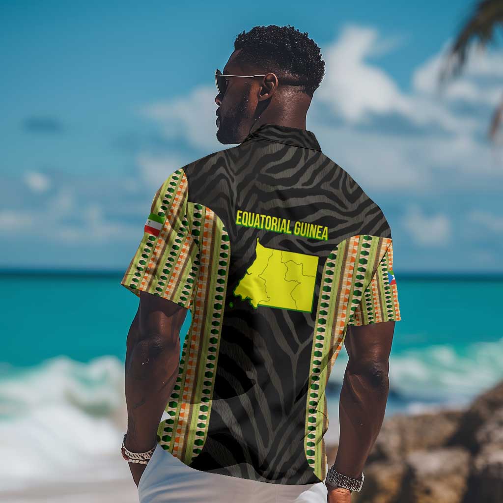 Equatorial Guinea Heritage Hawaiian Shirt - National Emblem and Tribal Zebra Print TS04
