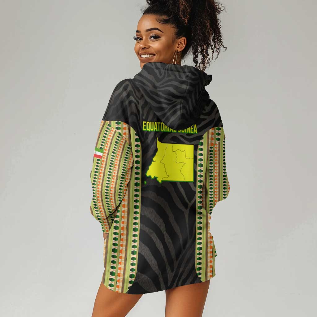 Equatorial Guinea Heritage Hoodie Dress - National Emblem and Tribal Zebra Print TS04